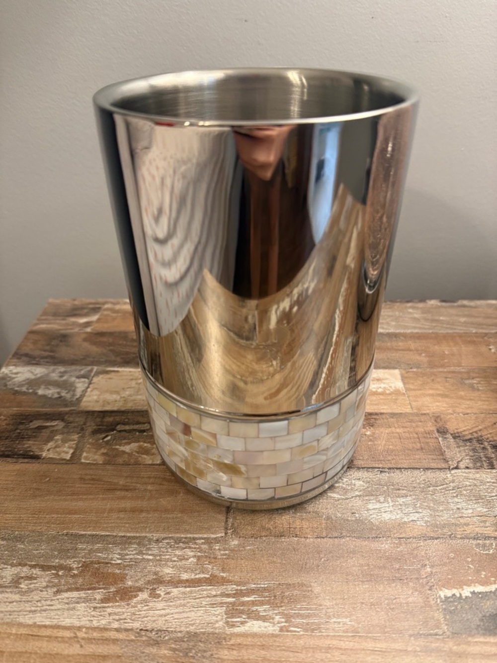 Anna Silver-Toned Wine Chiller with Mother of Pearl In-Lay